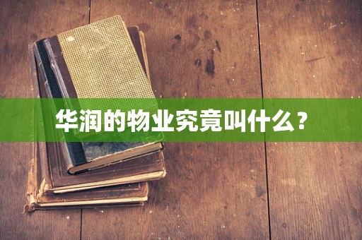 华润的物业究竟叫什么？