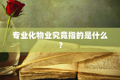 专业化物业究竟指的是什么？