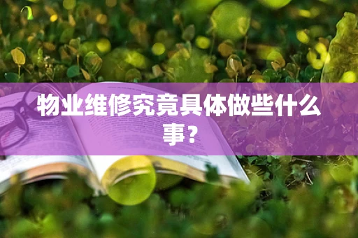 物业维修究竟具体做些什么事？