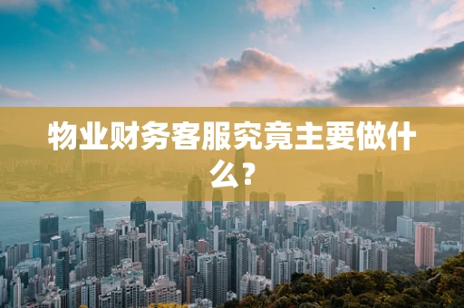物业财务客服究竟主要做什么？