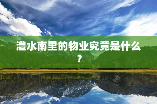 澧水南里的物业究竟是什么？
