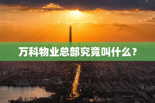 万科物业总部究竟叫什么？