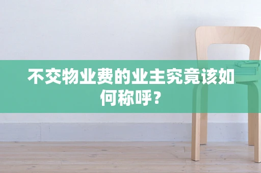 不交物业费的业主究竟该如何称呼？