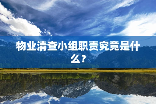 物业清查小组职责究竟是什么？