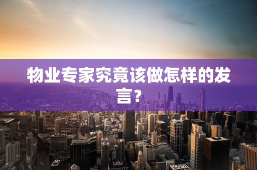 物业专家究竟该做怎样的发言？