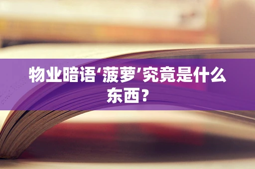 物业暗语‘菠萝’究竟是什么东西？
