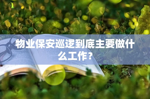 物业保安巡逻到底主要做什么工作？