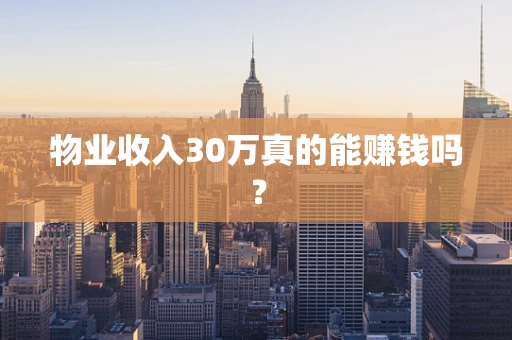 物业收入30万真的能赚钱吗？