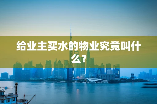 给业主买水的物业究竟叫什么？