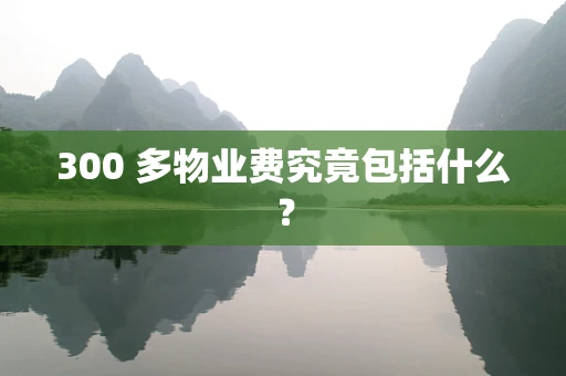 300 多物业费究竟包括什么？