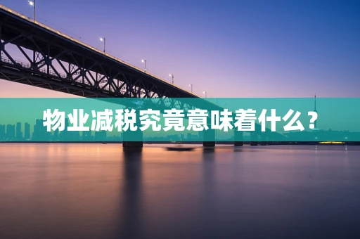 物业减税究竟意味着什么？